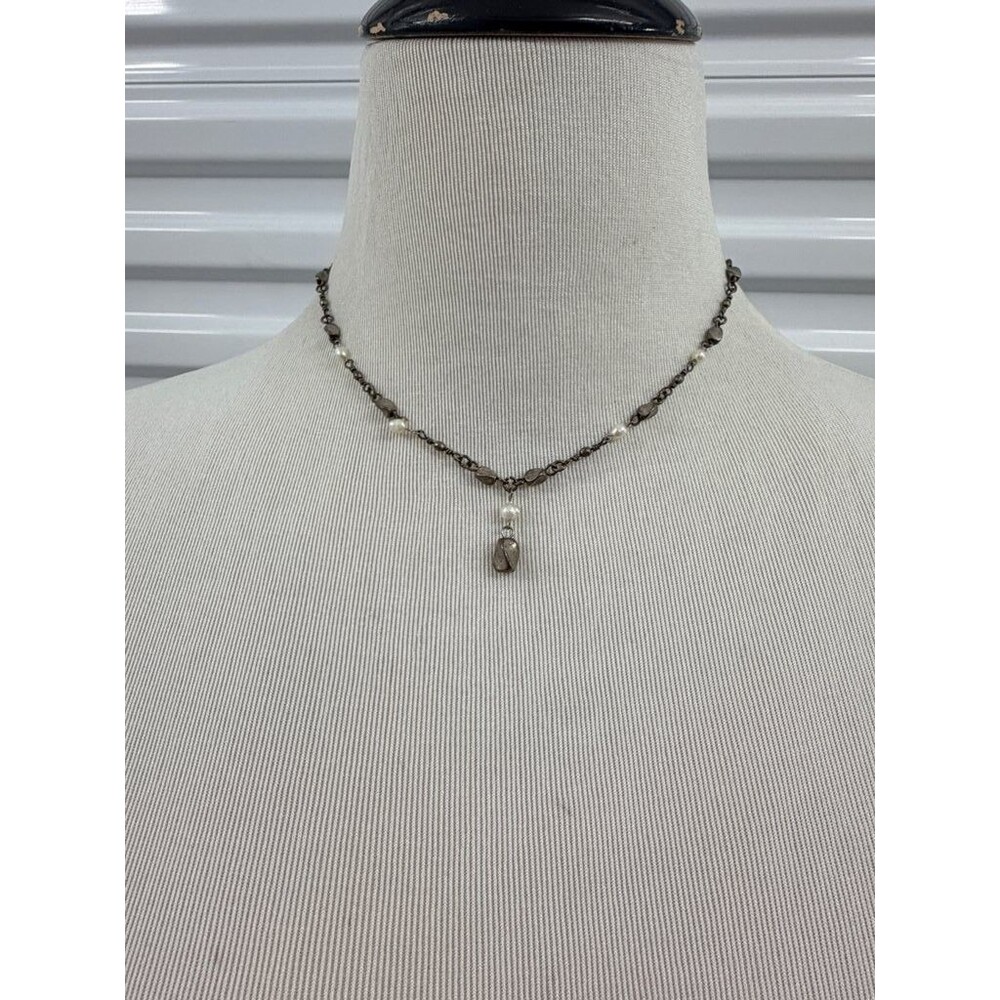 Bonny Beaded Chain Necklace with Pearl Accents and Pendant